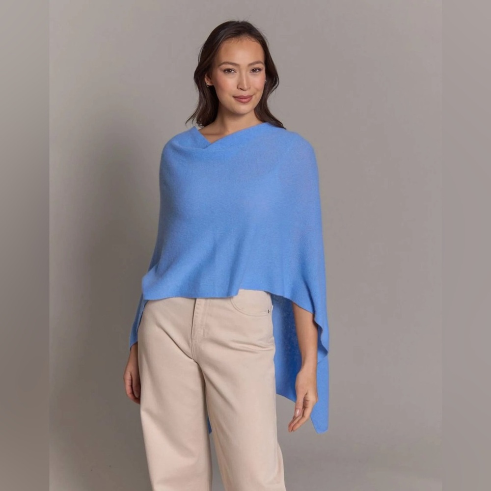 Claudia Nichole Blue Alashan Cashmere Scarf Cowl Dress Topper
